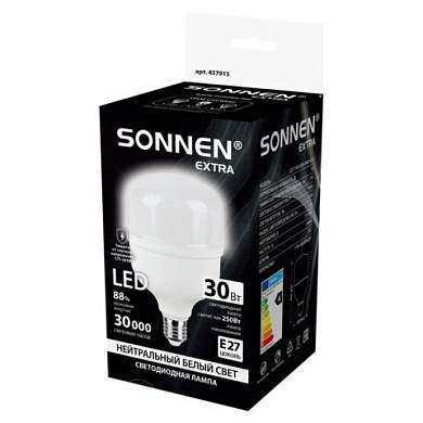Лампа светодиодная SONNEN EXTRA, 30 (250) Вт, Е27, цилиндр, нейтральный белый, 30000 ч, LED Т100-30W-4000-Е27, 457915 (арт. 457915)