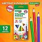 Карандаши цветные BRAUBERG KIDS NEW, 12 цветов, трехгранные, грифель 3 мм, 182001 (арт. 182001)