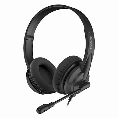Наушники с микрофоном (гарнитура) A4TECH HU-10, проводные, 2 м, USB, черные, 1611400 (арт. 513935)