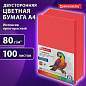 Бумага цветная BRAUBERG, А4, 80 г/м2, 100 л., интенсив, ЯРКО-КРАСНАЯ, для офисной техники, 116562 (арт. 116562)
