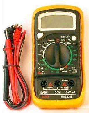 Мультиметр MAS830L,AC(600V) DC(600V/10A) R(2МОм) F(40..400Гц),диод-тест,прозв,2-3 изм в сек,подсв.шк (арт. 4078)