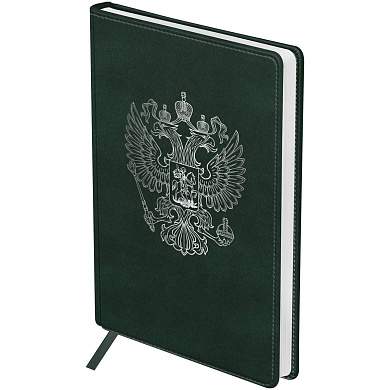 Ежедневник недатированный, А5, 160л., твердый переплет, кожзам, BG "Орел" зеленый (арт. 369604)