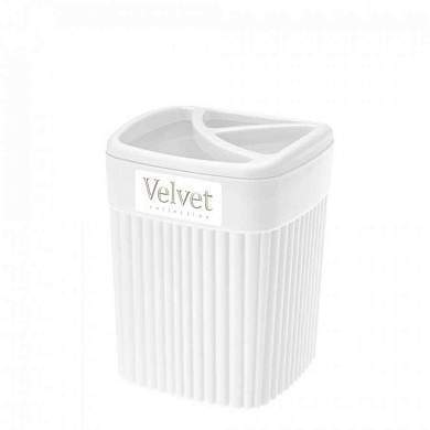 Стакан для зубных щеток VELVET 0,65л (9*9*11,9см), белый 433239516 Econova/Бытпласт (арт. 875646)