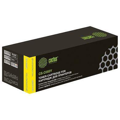 Картридж лазерный CACTUS (CS-C055Y) для Canon LBP663Cdw/664Cx/MF746Cx/742Cdw, желтый, ресурс 2100 страниц (арт. 364053)