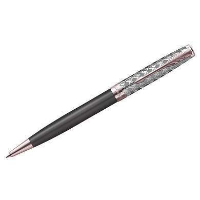 Ручка шариковая Parker "Sonnet Premium Metal&Grey PGT" черная, 1,0мм, поворот., подарочная упаковка (арт. 317507)