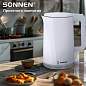 Чайник электрический с двойными стенками SONNEN KT-8718W, 1,7 л, 2200 Вт, белый, 454685 (арт. 454685)