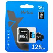Карта памяти microSDXC 128 ГБ, NETAC P500 Standard, UHS-I U3, 128 Мб/с, (class 10), NT02P500PRO-128G-S (арт. 514056)