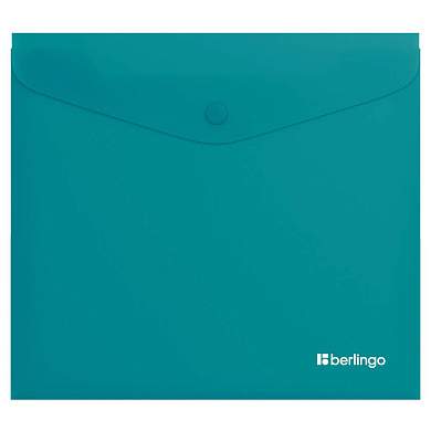 Папка-конверт на кнопке Berlingo "Soft Touch", А5+, 200мкм, софт-тач, бирюзовая (арт. 369430)