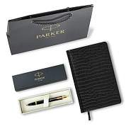 Ручка шариковая PARKER "IM Core Black Lacquer GT", ежедневник А5 черный, пакет, 880899 (арт. 880899)