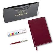 Ручка шариковая PARKER "Jotter Plastic CT", корпус красный, ежедневник А5 красный, пакет, 880897 (арт. 880897)