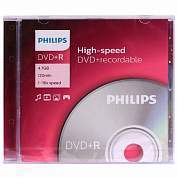 Диск DVD+R (плюс) PHILIPS, 4,7 Гб, 4x, Slim Case (1 штука), DR4S6S01F/97 (арт. 514204)