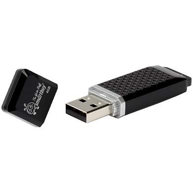 Память Smart Buy "Quartz" 4GB, USB 2.0 Flash Drive, черный (арт. 225105)