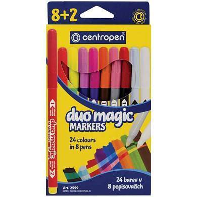 Фломастеры меняющие цвет Centropen "Duo Magic", 08цв.+2, 10шт., 24цв., картон, европодвес (арт. 262149)