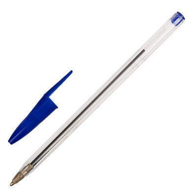 Ручка шариковая STAFF Basic Budget BP-02, письмо 500 м, СИНЯЯ, длина корпуса 13,5 см, линия письма 0,5 мм, 143758 (арт. 143758)