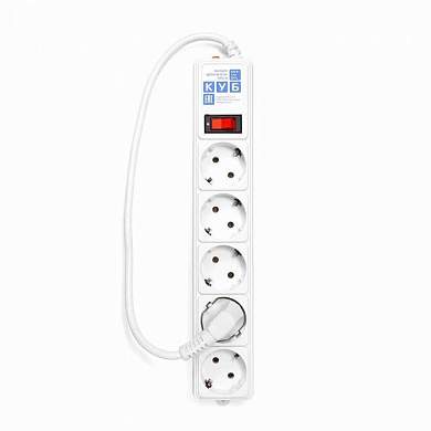 Power Cube (КУБ) Классик сет. удл.-фильтр ПВС 3х0.75 5 роз. 0.5 м 10А БЕЛЫЙ (РФ) SPG-B-0,5М-WHITE (арт. 583040)