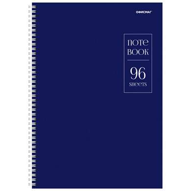 Тетрадь А4 96 л. ОФИСМАГ гребень, клетка, обложка картон, СИНЯЯ, 405634 (арт. 405634)