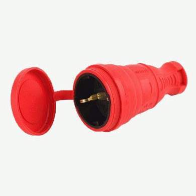 AY-KA (АЙКА) штепсель (разъем) каучук 2P+PE 1x16А 220-240V IP44 красная (арт. 821230)