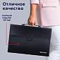 Папка-портфель пластиковая BRAUBERG А4+ (390х260х40 мм), 3 отделения, фактура линейная, черная, 221389 (арт. 221389)