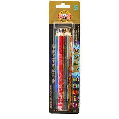 Карандаш с многоцв. грифелем Koh-I-Noor "Magic America. Original. Fire. Tropical. Neon", 5шт., утолщ., шестигран., блистер (арт. 298311)