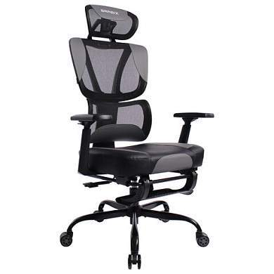 Кресло BRABIX PREMIUM "Venom GM-530", подножка, синхромеханизм, экокожа/сетка, черное/серое, 532951 (арт. 532951)