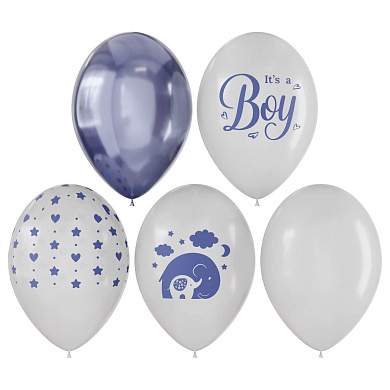Воздушные шары, 10шт., М12/30см, MESHU "It's boy", пастель, ассорти (арт. 374080)