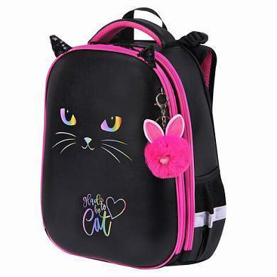 Ранец BRAUBERG SHINY, 2 отделения, с брелоком, "Glad to be cat", 38х28х14 см, 271382 (арт. 271382)