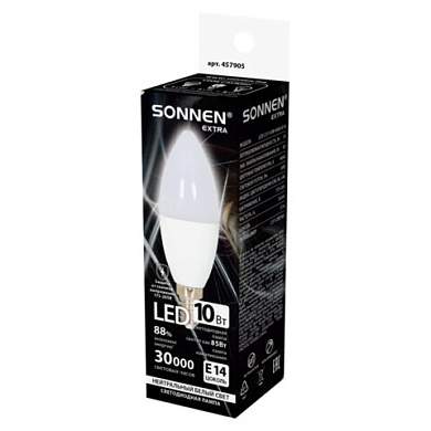 Лампа светодиодная SONNEN EXTRA, 10 (85) Вт, Е14, свеча, нейтральный белый, 30000 ч, LED C37-10W-4000-Е14, 457905 (арт. 457905)