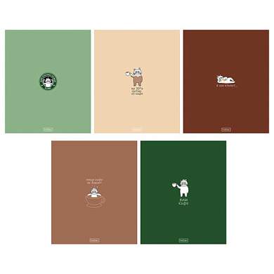 Тетрадь А5, 96 л., HATBER, скоба, клетка, Soft-touch ламинация, "Coffee Story" (микс в спайке), 094578, 96Т5лВ1 (арт. 405714)