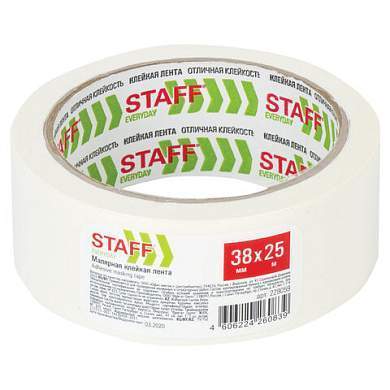 Клейкая лента малярная креппированная 38 мм x 25 м, STAFF, 229059 (арт. 229059)