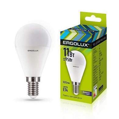 Ergolux шар G45 E14 11W(1020lm 220°) 6500K 6K матовая 92x45 LED-G45-11W-E14-6K (арт. 690320)