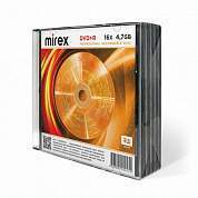 Диски DVD+R (плюс) MIREX, 4,7 ГБ, 16x, Slim Case, КОМПЛЕКТ 5 шт., UL130013A1F (арт. 514013)