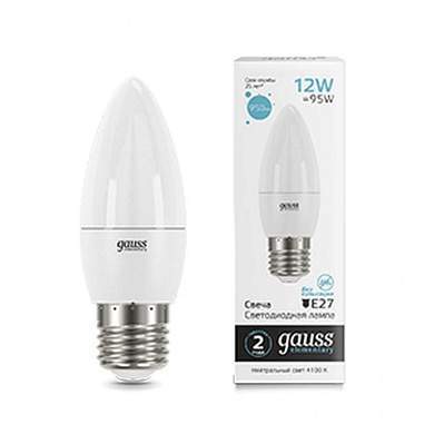 Gauss Elementary Свеча E27 12W(950lm) 4100K 4K матов., пластик 30222 (арт. 795514)