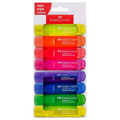 Набор текстовыделителей Faber-Castell "46 Superfluorescent" 7 флуоресцентных цв., 8шт., 1-5мм, картон. уп. (арт. 382761)