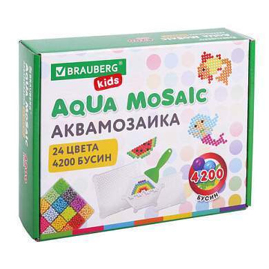 Аквамозаика 24 цвета 4200 бусин, с трафаретами, инструментами и аксессуарами, BRAUBERG KIDS, 664916 (арт. 664916)