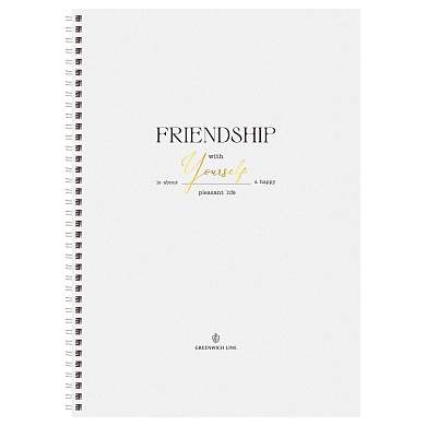 Тетрадь 80л., А4, клетка на гребне GreenwichLine "Friendship", матовая ламинация, тиснение фольгой, 80г/м2 (арт. 366968)