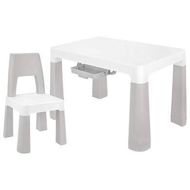 Стол детский + стул BRABIX KIDS CS-003, 2-7 лет, пластик белый + серый, 533292 (арт. 533292)
