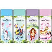 Ластик Faber-Castell "Happy Jungle", прямоугольный, картонный футляр, ассорти, 62*21,8*11,5мм (арт. 306116)