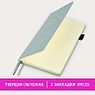Блокнот А5 138x213 мм, BRAUBERG "Velvet", резинка, держатель, 80 л., клетка, серо-голубой, 116241 (арт. 116241)