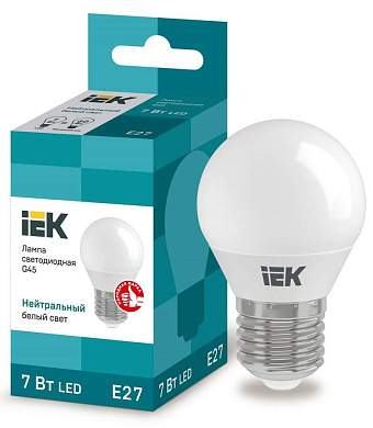 IEK шар G45 E27 7W(630lm) 4000K 4K 78x45 матов. ECO LLE-G45-7-230-40-E27 (арт. 562424)