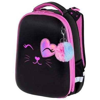Ранец BRAUBERG SHINY, 2 отделения, с брелком, "Smiling cat", 38х28х14 см, 272040 (арт. 272040)
