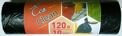 Мешки для мусора Ecoclean 120л/10шт, 14мк, ПНД, рулон, арт.2118 Концепция Быта (арт. 554658)