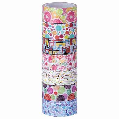 Клейкие WASHI-ленты для декора "Микс №2", 15 мм х 3 м, 7 цветов, рисовая бумага, ОСТРОВ СОКРОВИЩ, 661710 (арт. 661710)
