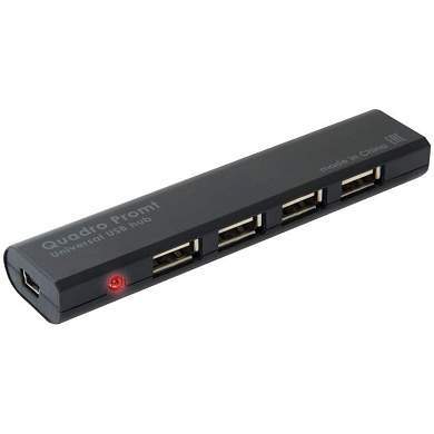 Разветвитель USB Defender Quadro Promt USB2.0-хаб, 4 порта, черный (арт. 333516)