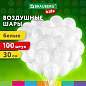 Шары воздушные 30 см, 100 штук, "ОДНОЦВЕТНЫЕ", белые, BRAUBERG KIDS, 591875 (арт. 591875)