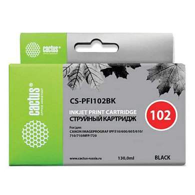 Картридж струйный CACTUS (CS-PFI102BK) для CANON iPF500/510/F600/605/650/700, черный (арт. 362783)