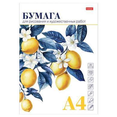 Папка для рисования А4, 20 л., 220 г/м2, HATBER, 210х297 мм, "Ветка лимона", 090296, 20Бр4тA_33457 (арт. 117628)