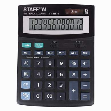 Калькулятор настольный STAFF STF-888-12 (200х150 мм), 12 разрядов, двойное питание, 250149 (арт. 250149)
