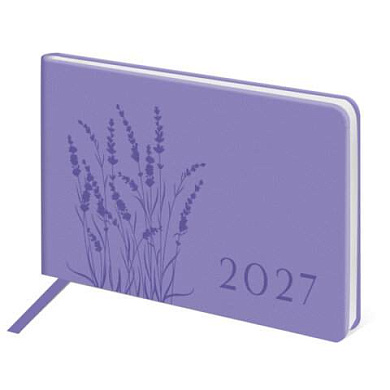 Еженедельник датированный 2027, МАЛЫЙ ФОРМАТ, 105х160 мм, А6, BRAUBERG "Imprint", тиснение, сиреневый, 118162 (арт. 118162)