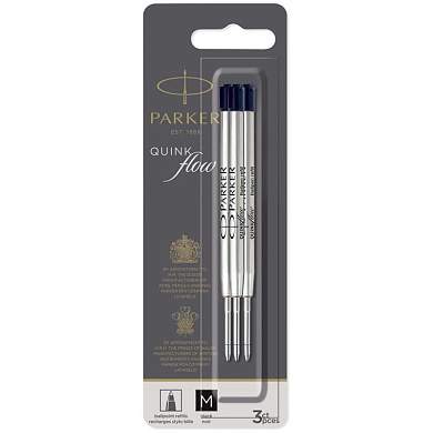 Стержень шариковый объемный Parker "QuinkFlow Ball Point" черный, 98мм, 1,0мм, метал. корпус, 3шт., блистер (арт. 326364)