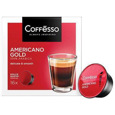 Кофе в капсулах COFFESSO "Americano Gold" для кофемашин Dolce Gusto, 16 порций, 102152 (арт. 623405)